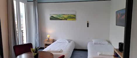 1 bedroom, desk, iron/ironing board, travel cot