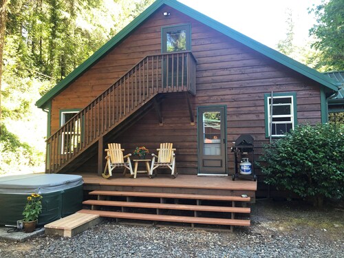 Cozy cabin in the woods with internet, hot tub,fire pit, grille, gas stove