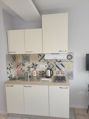 Private kitchen - ROSE cozy 1-bedroom studio in Zagreb with AC , fitness room, hottube and sauna (Zagreb)