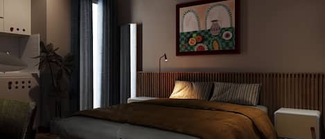 Superior Studio, Kitchenette | Desk, laptop workspace, free WiFi