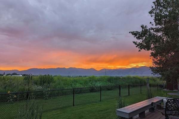 View of the Bridger Mountain range from the back porch!