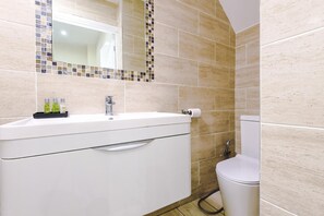 Regadera, secadora de cabello, bidet, toallas