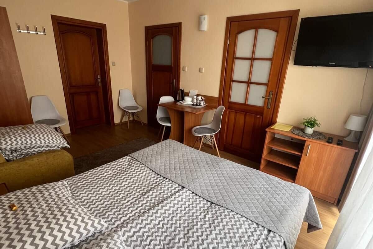 Blackout curtains, soundproofing, iron/ironing board (on request)
