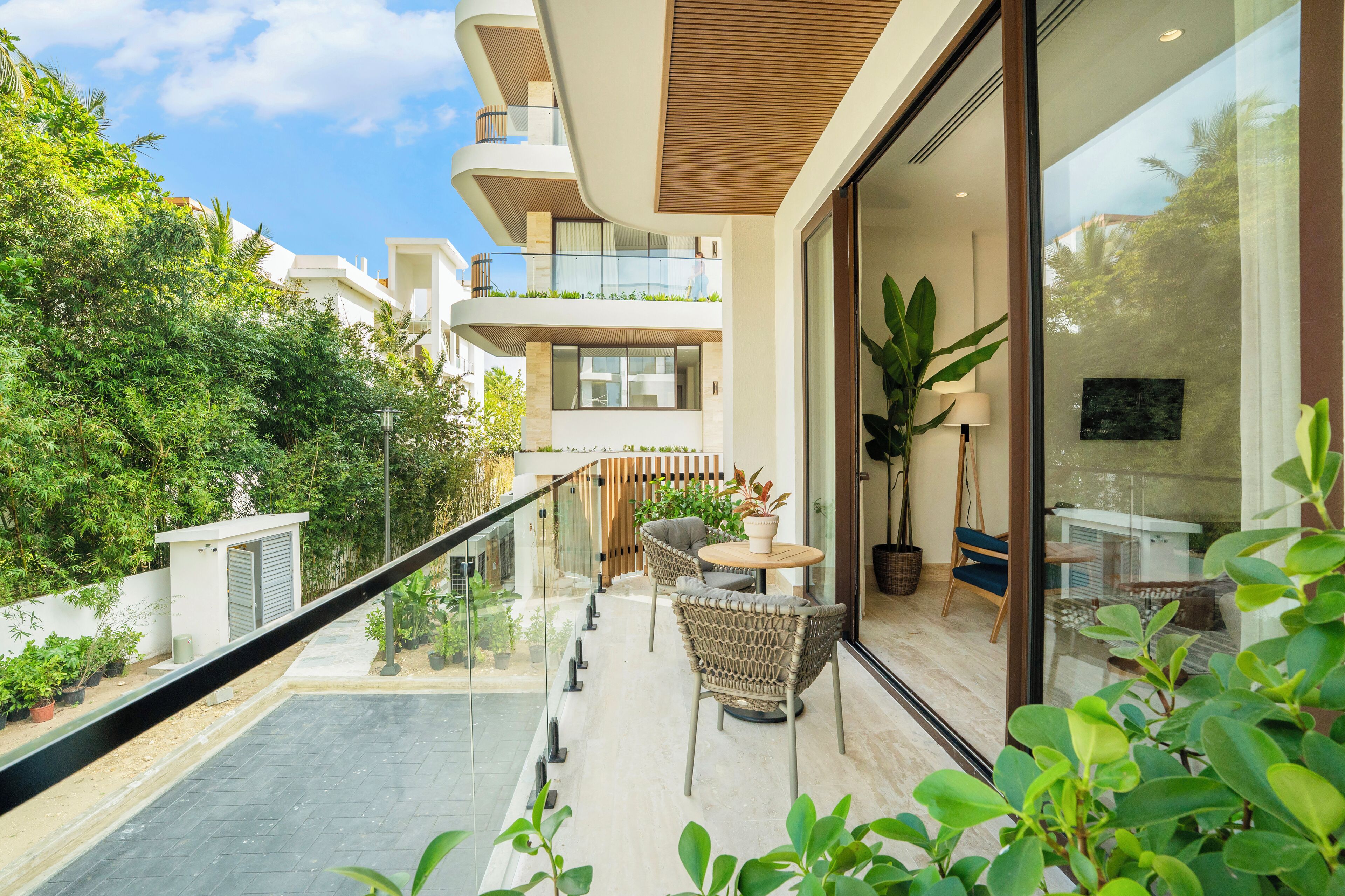 Loft de lujo, balcón, vista al jardín | Terraza o patio