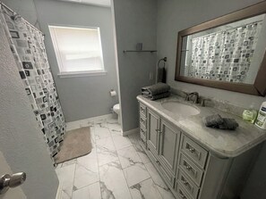 Shower, hair dryer, towels, soap - Spacious House in pleasant North West Austin/Cedar Park (Cedar Park)