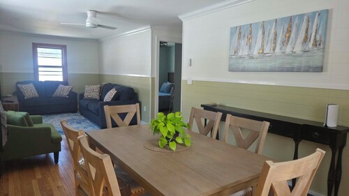 2-bedroom apartment with partial ocean view in Rockport with AC for comfort.