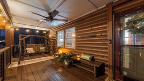 Terrace/patio - Maggie Valley Cabin w/ Hot Tub, Fire Pit, Game Room, Sleeps 8, Trailer Friendly (Maggie Valley)