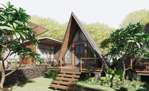 Cabane, 1 chambre, non-fumeurs, vue piscine | Terrasse/Patio