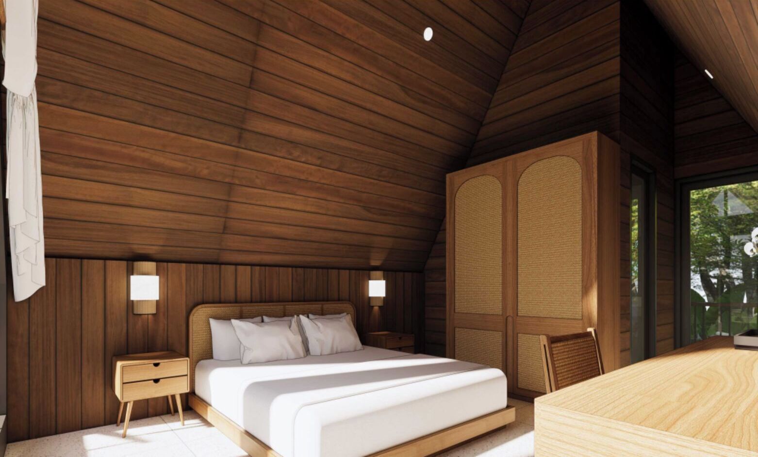 Stuga - 1 sovrum - icke-rökare - utsikt mot poolen