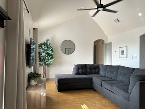 Living area - Cozy Duplex in peaceful Buda! Near COTA & Austin. Minutes to town, I35 & Toll45. (Buda)