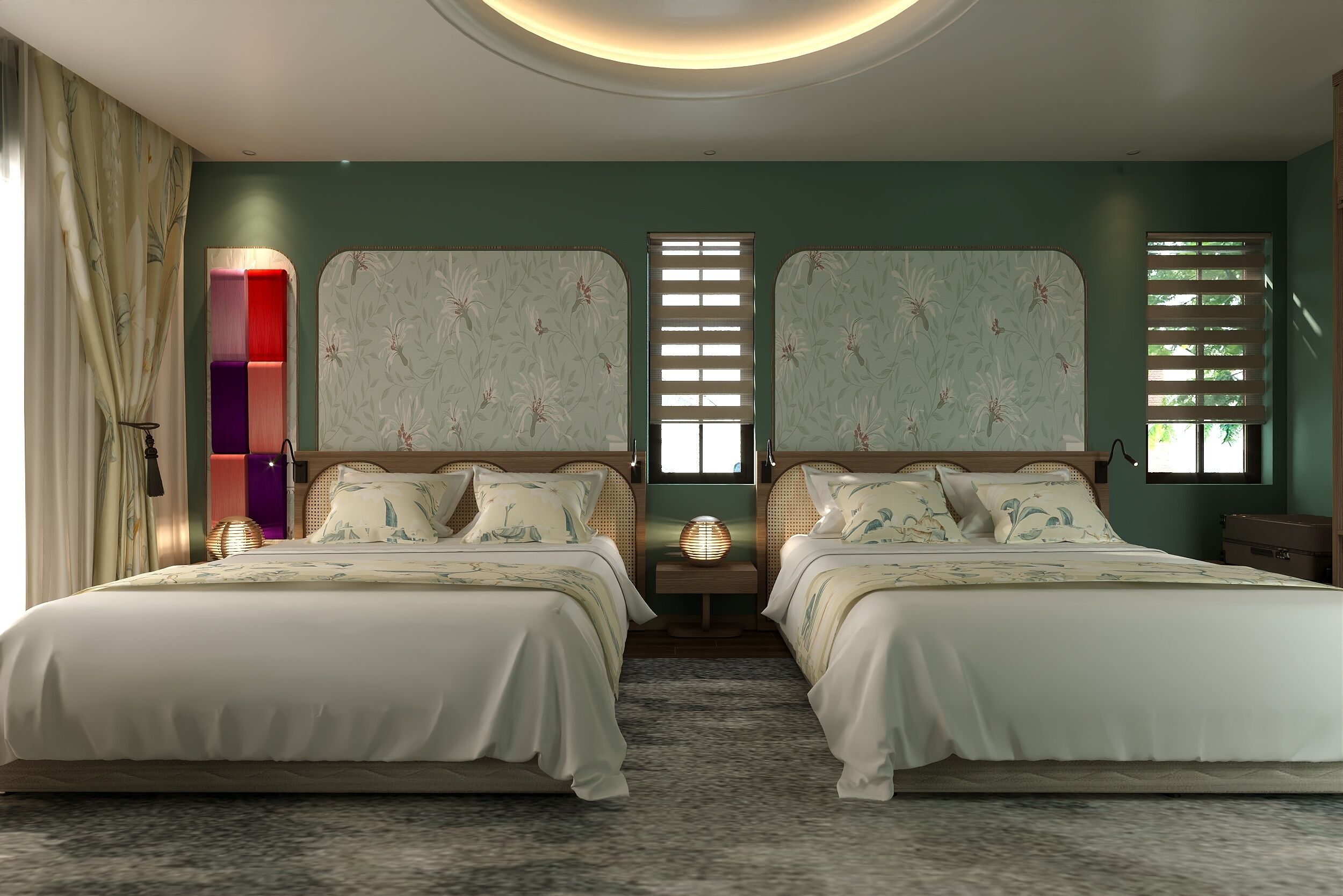 Family Room, Balcony, Courtyard View