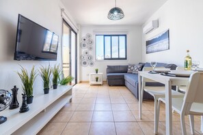 Apartment, 1 Double Bed, Kitchen, City View | Living area - Polyn 1-BR Apt & Balcony in Larnaca (Larnaca)