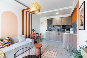 Apartment, 1 Double Bed with Sofa bed, Kitchenette, Sea View | Living area | Smart TV, Netflix, streaming services - Made with love 1-BR By Finikoudes Beach (Larnaca)