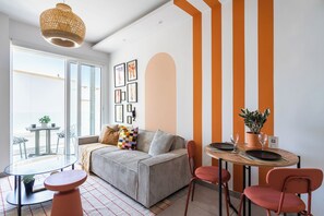 Apartment, 1 Double Bed with Sofa bed, Kitchenette, Sea View | Living area - Made with love 1-BR By Finikoudes Beach (Larnaca)