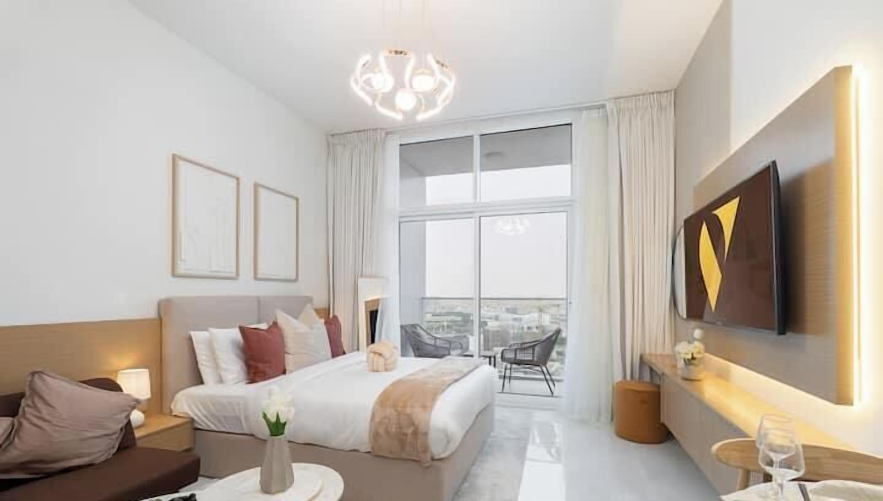 Luxe appartement, balkon, uitzicht op stad