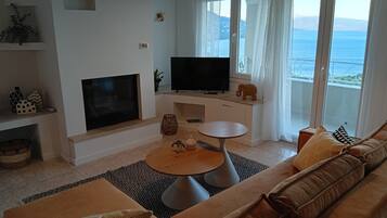 TV, fireplace