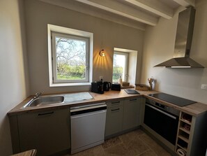 Fridge, microwave, oven, dishwasher