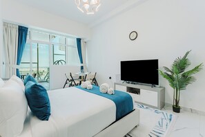 Exclusive Studio, 1 Queen Bed, Private Pool, City View | In-room safe, blackout curtains, soundproofing, iron/ironing board - PVH - Opalz By Danube - Studio with Pool (Dubai)