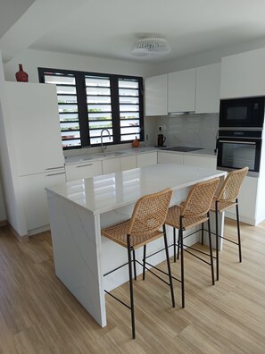 Private kitchen - Elegance and comfort - mountain-view terrace in the city center (L'Étang-Salé)