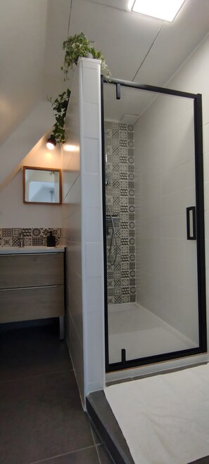 Dusche, Haartrockner, Handtücher