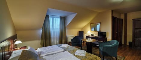Comfort Double Room, Patio, Garden View | Desk, laptop workspace, blackout drapes, iron/ironing board