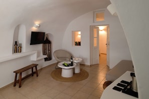 Kahden hengen häämatkahuone, merinäköala | Oleskelualue