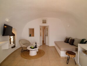 Kahden hengen häämatkahuone, merinäköala | Oleskelualue