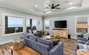 Living area - Amazing beach views, steps from the beach, in Crystal Beach! 5 Bed, 3 Bath home. (Bolivar Peninsula)