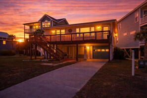 Exterior - A Beach Destiny: Spacious 3BR oceanview home in Oak Island, NC, perfect for family fun! (Oak Island)