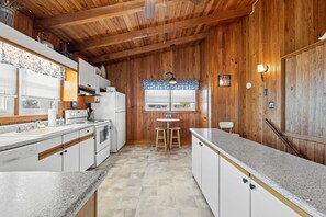 Fridge, microwave, oven, stovetop - A Beach Destiny: Spacious 3BR oceanview home in Oak Island, NC, perfect for family fun! (Oak Island)