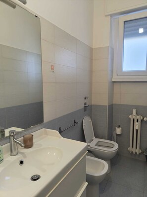 Dusche, Haartrockner, Bidet, Handtücher