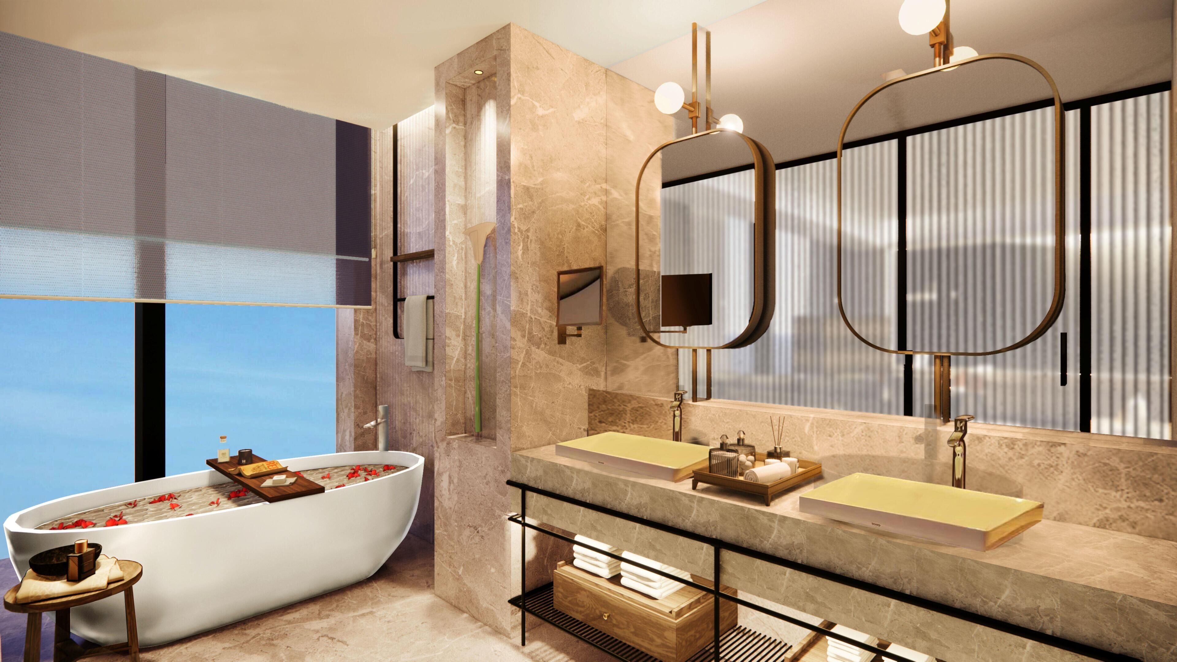Habitación Deluxe, 1 cama de matrimonio grande (High Floor) | Baño