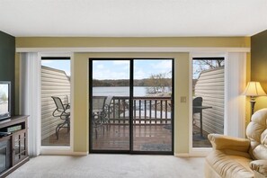 Apartment, 1 King Bed, Patio, Pool View (6620 Weston Point A3) | Living area - Lakefront Condo Near Margaritaville (Osage Beach)