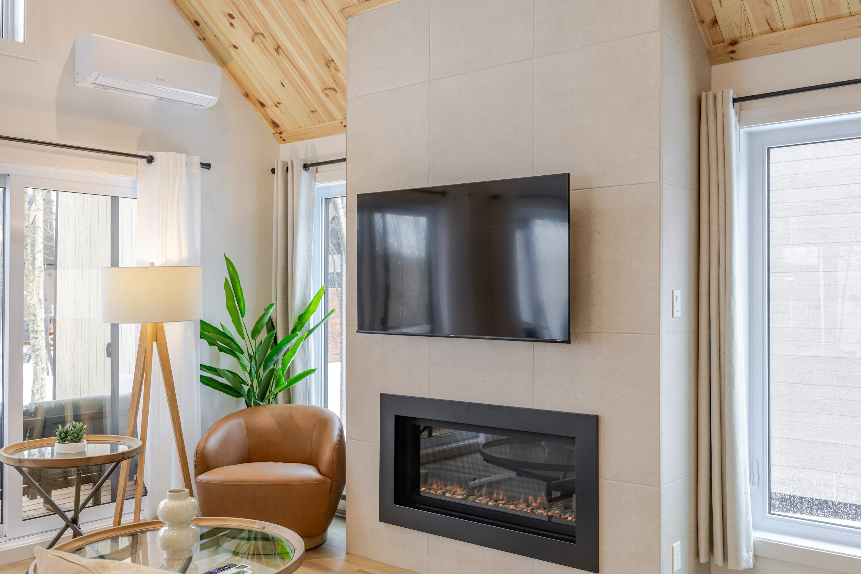 TV, fireplace, offices