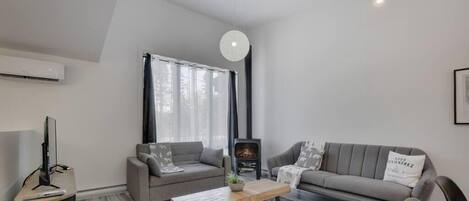 Televisión y chimenea