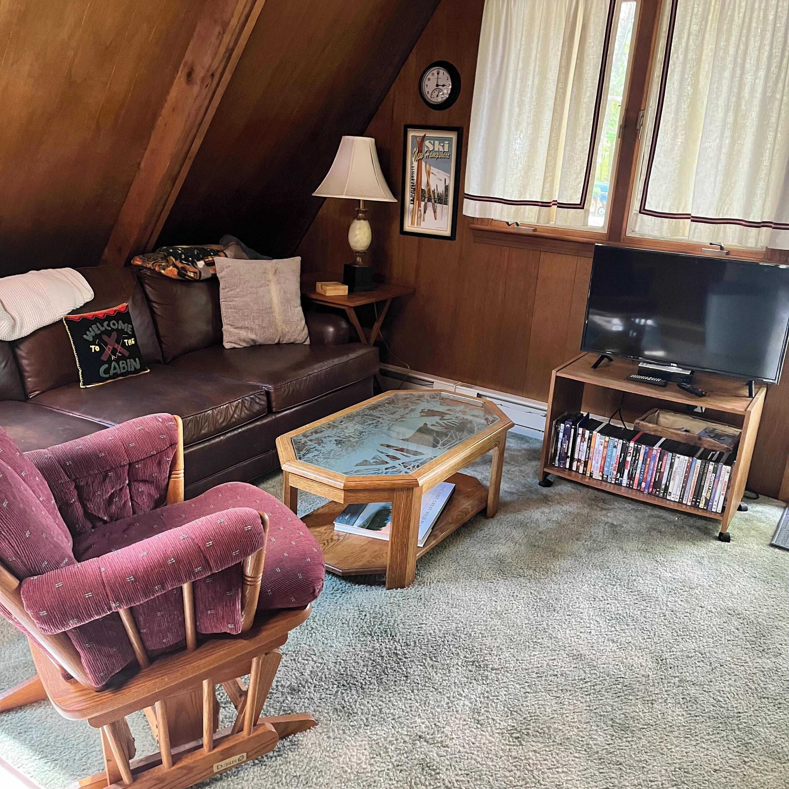 Smart TV, DVD player, books, video library