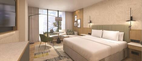 Chambre Classique, 1 trĂšs grand lit, balcon, vue ville