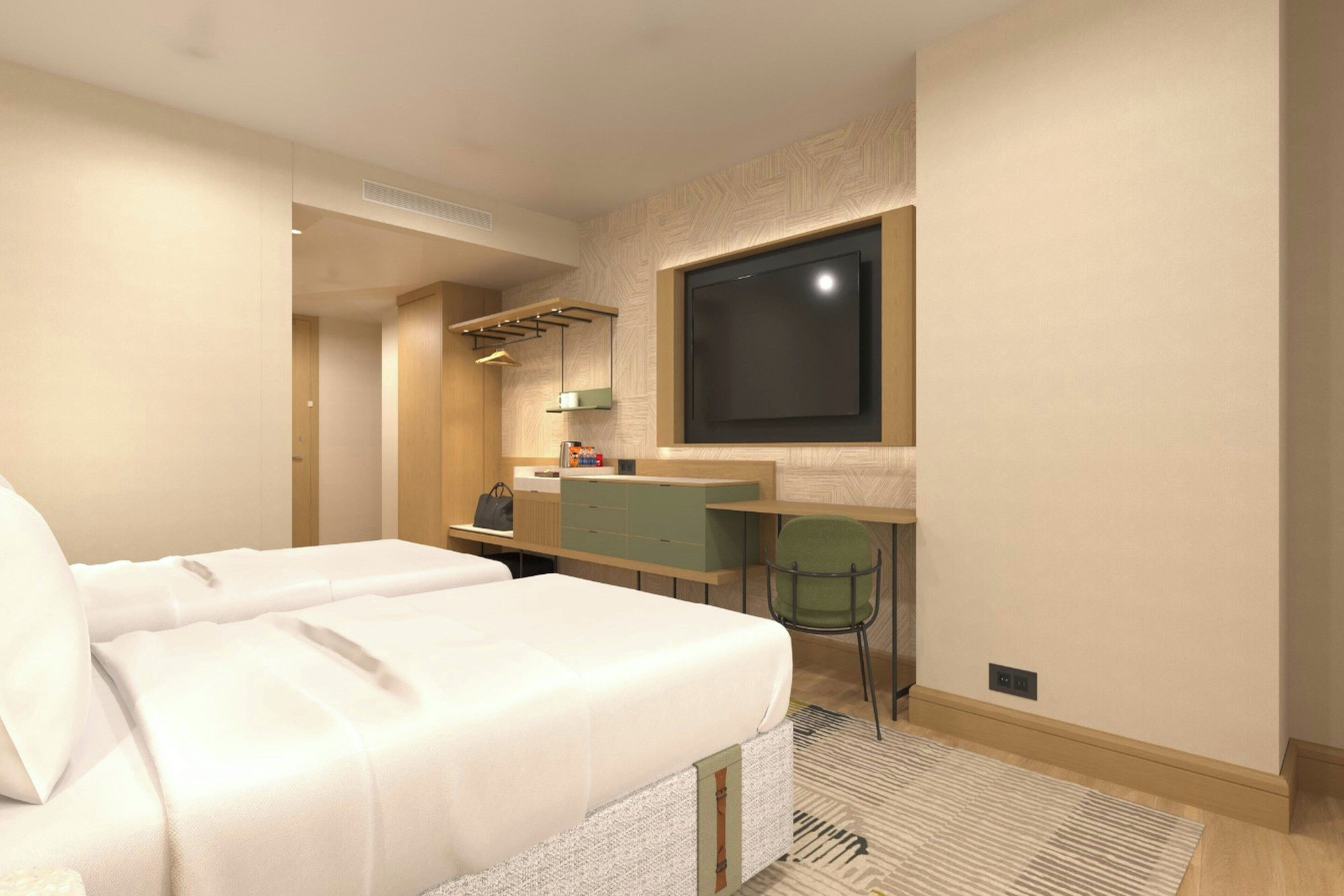 Chambre, 2 lits une place, vue ville