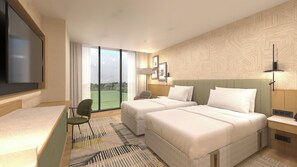 クラシック ルーム ダブルベッド 2 台 バルコニー シティビュー