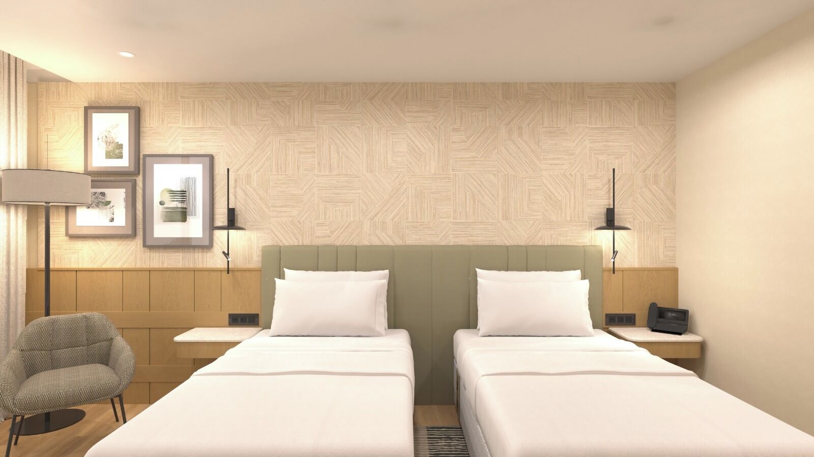 Classic Room, 2 Single Beds, City View