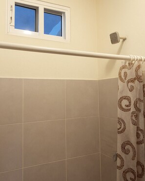 Sèche-cheveux, serviettes fournies, savon, papier toilette