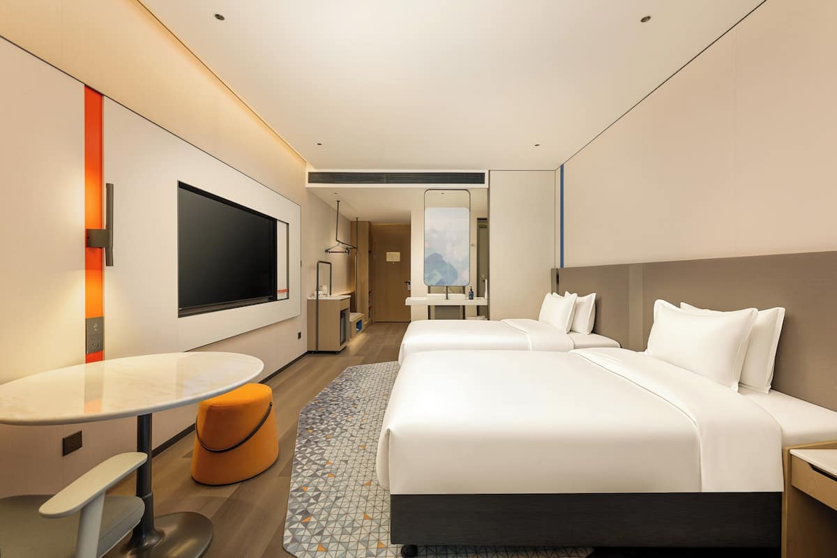 Chambre Standard, 2 lits doubles, balcon, vue fleuve