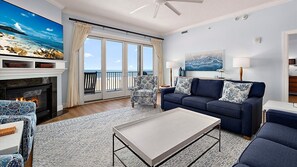 Smart TV, fireplace, DVD player, books - Oceanfront Luxury on the Boardwalk — Park on Your Floor, Walk Right In. Pools Gym Wifi (Ocean City)