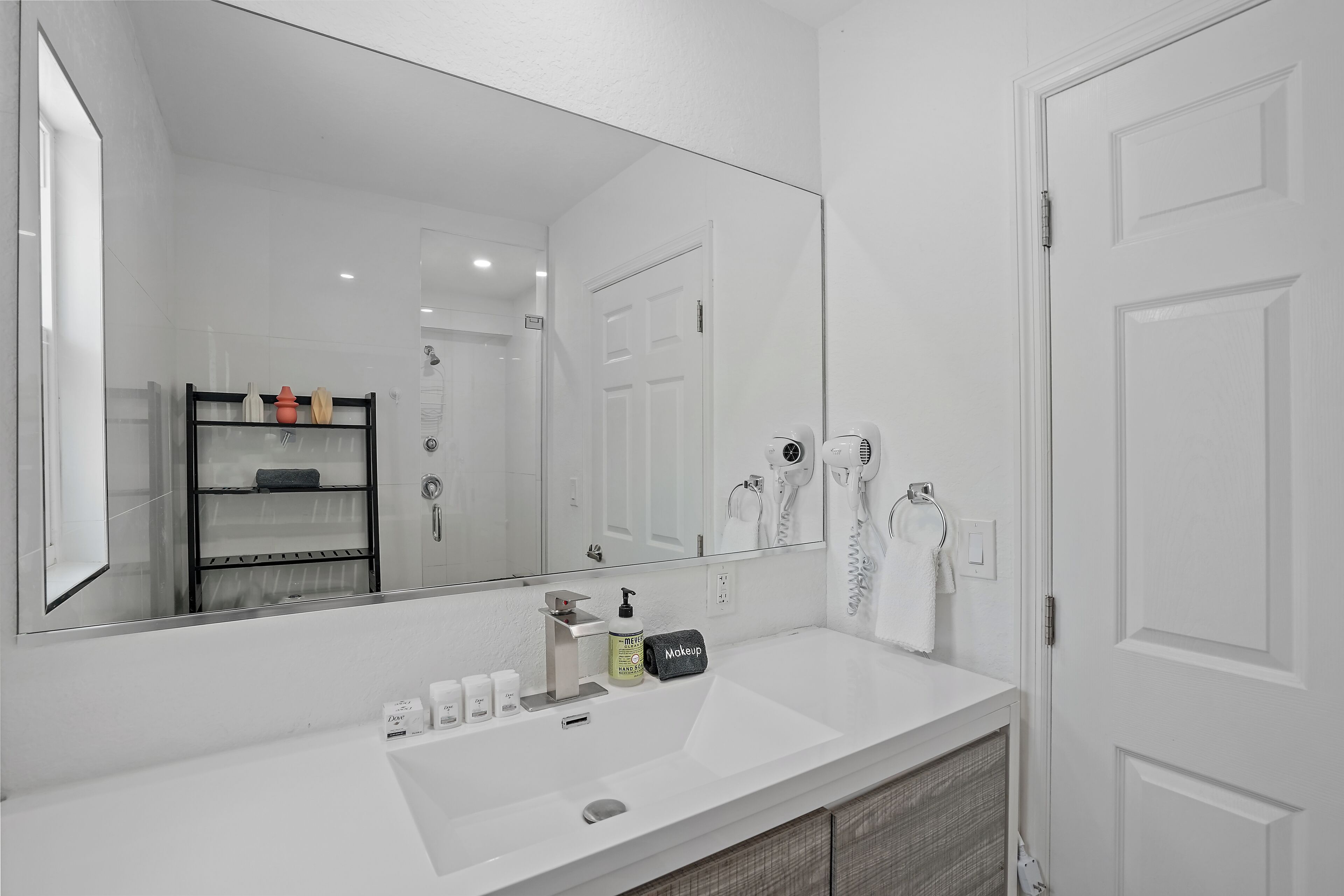 Hair dryer, towels