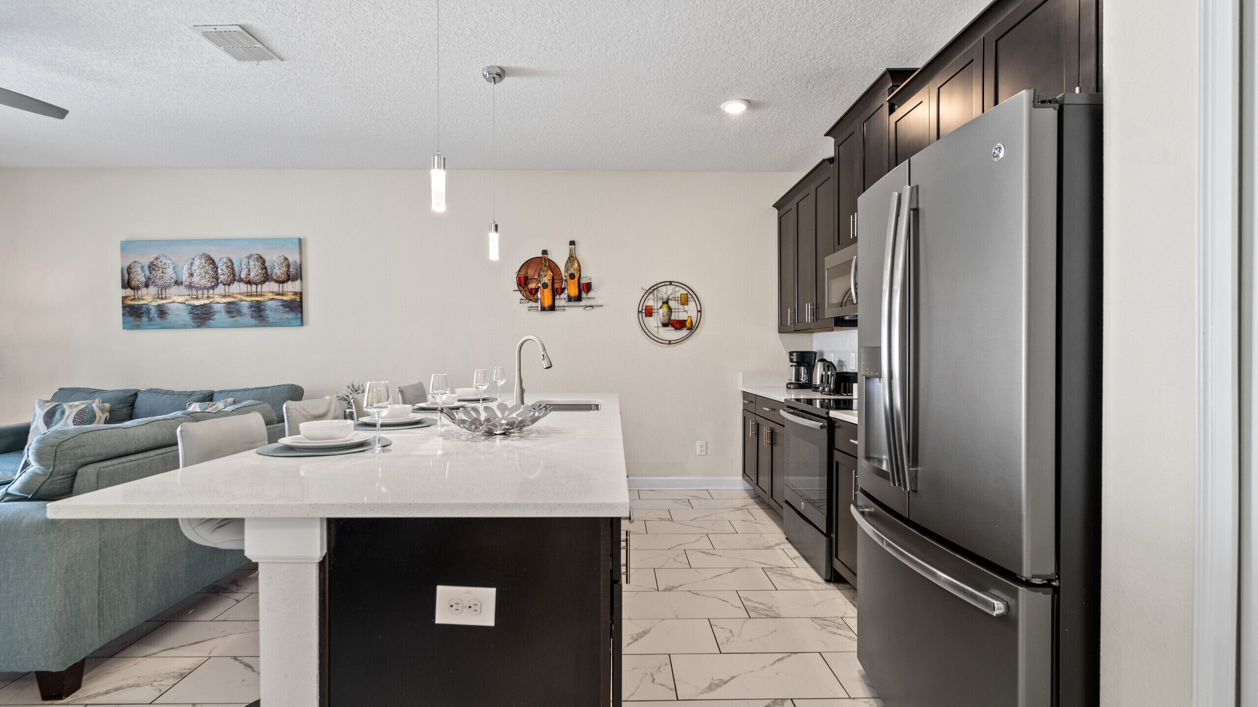 Fridge, microwave, oven, dishwasher