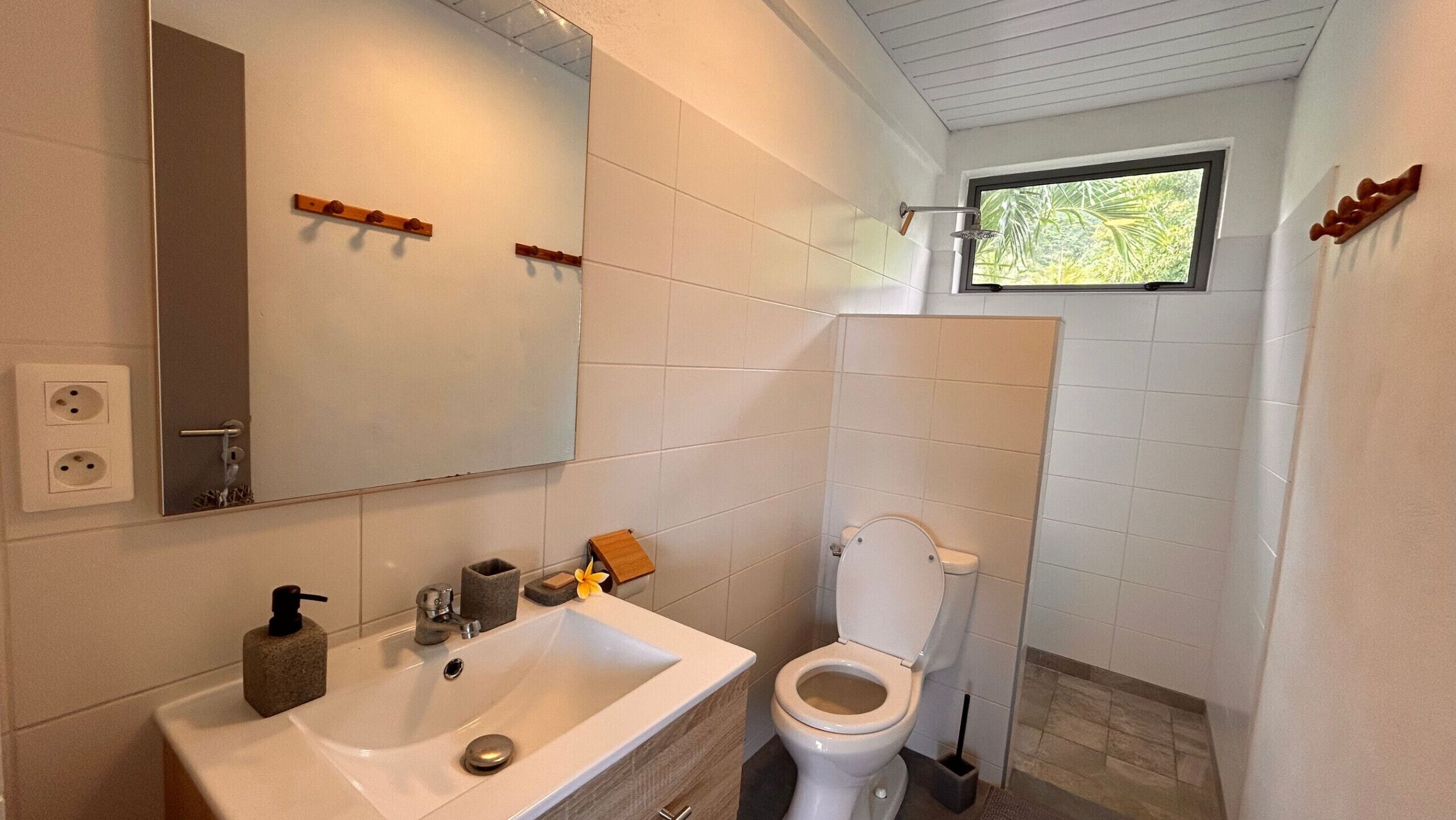 Een douche, een haardroger, handdoeken