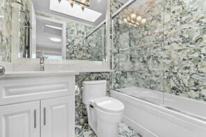 Hair dryer, towels, toilet paper