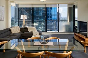 Deluxe Apartment, Balcony, City View | Living area - Exclusive Stays - The Sentinel  (Southbank)