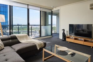 Deluxe Apartment, Balcony, City View | Living area - Exclusive Stays - The Sentinel  (Southbank)