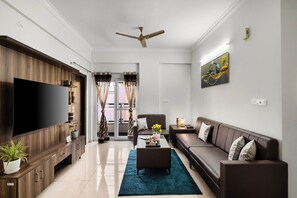 Deluxe Apartment, Balcony | Living area - SLV Ventures Anagha by Alaya Stays 1-BHK (Bengaluru)